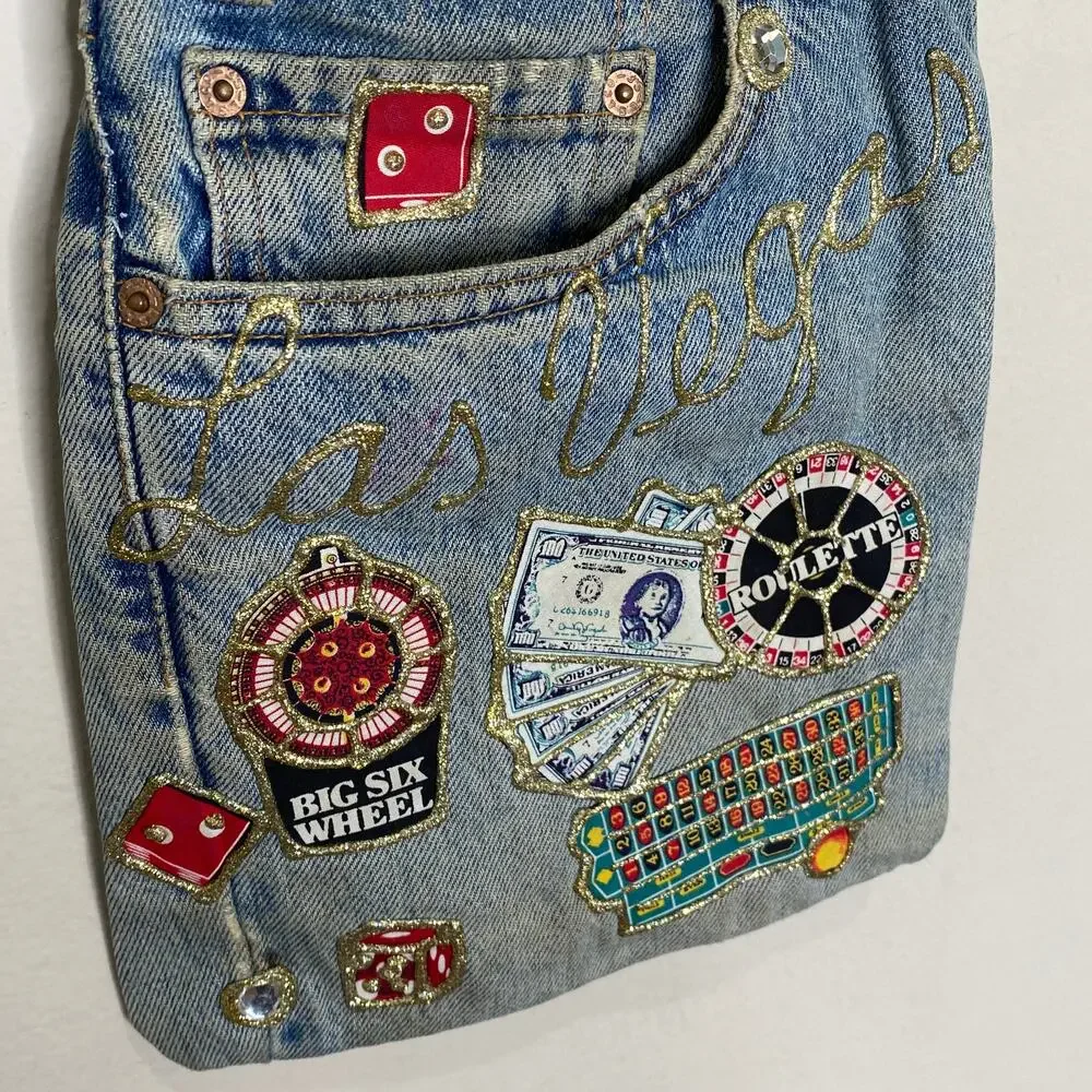 Las Vegas Vintage UNIQUE Hand Crafted Jean Shoulder Bag Made from Levi's 550